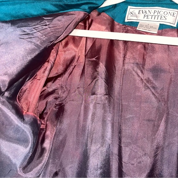 Vintage Evan Picone Silk Emerald Blazer  Lined Front Button Single Breasted - Picture 9 of 9